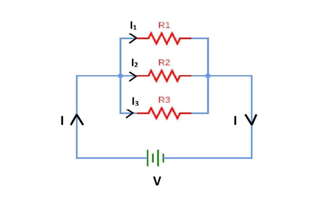 Circuit diagram for parallel combination of resistors